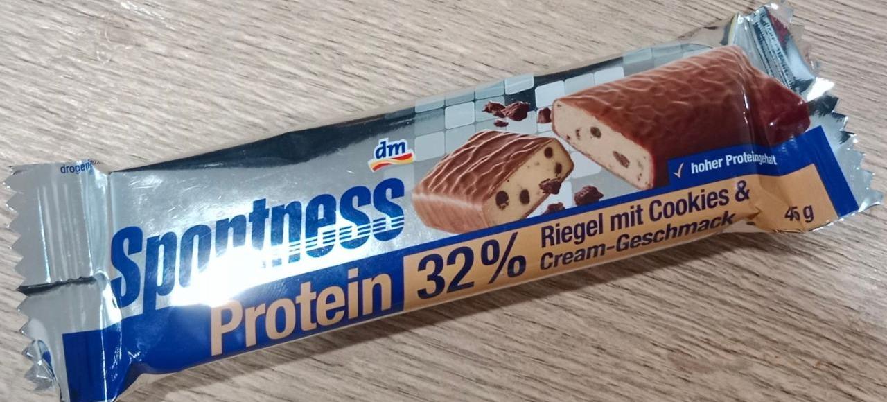 Fotografie - protein 32% riegel mit cookies & cream-geschmack Sportness