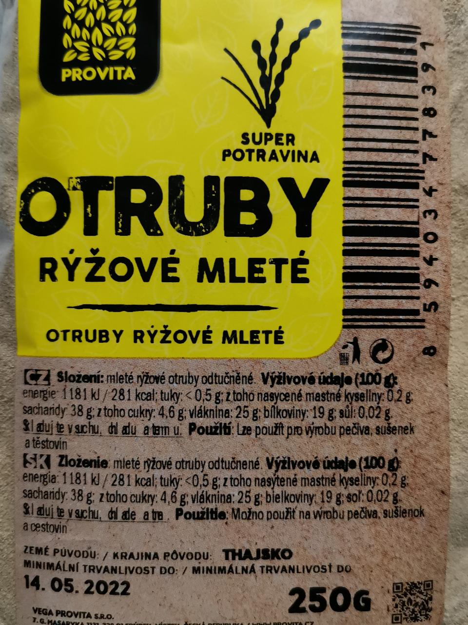 Fotografie - Provita otruby rýžové mleté