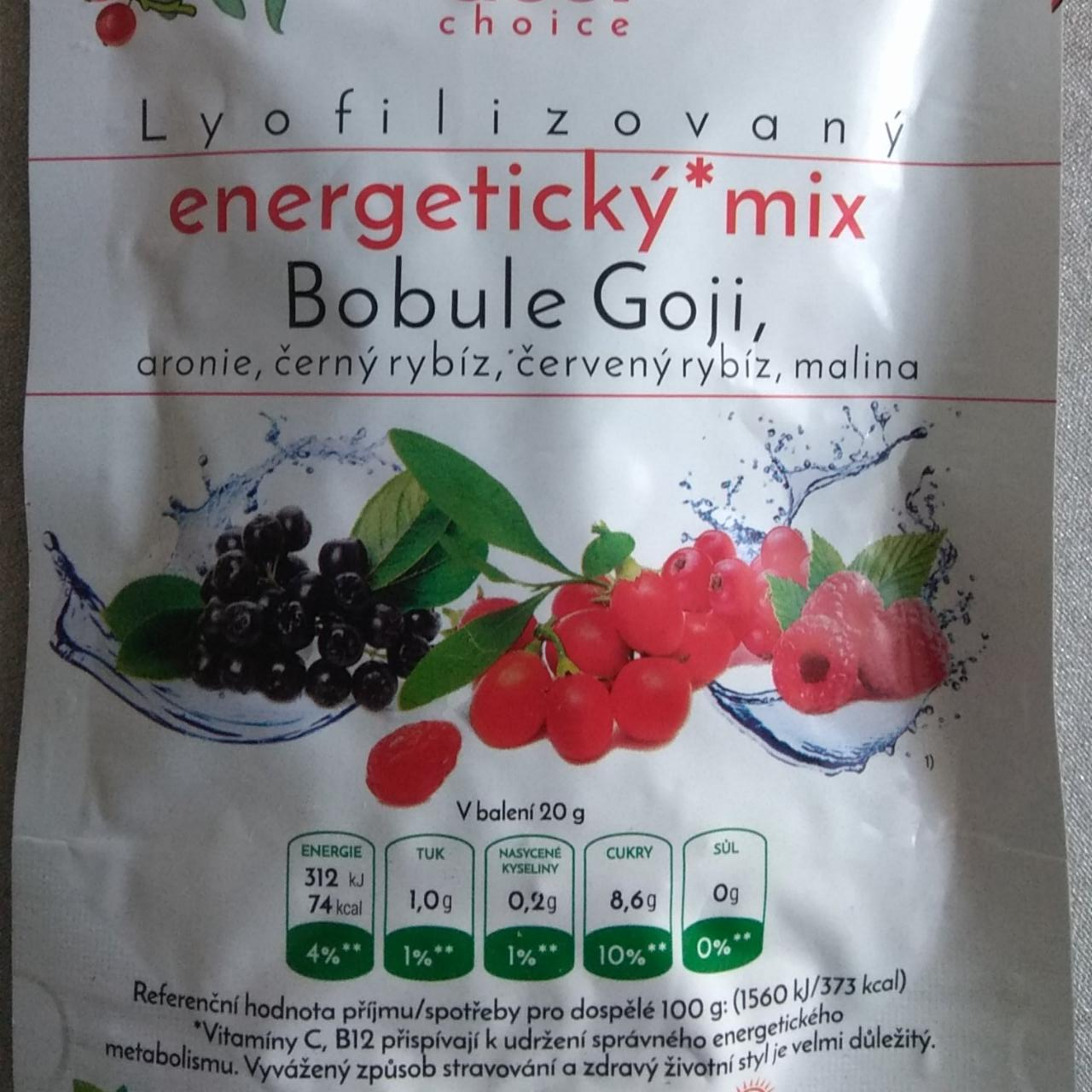 Fotografie - Lyofilizovaný energetický mix Bobule Goji, aronie, černý rybíz, červený rybíz, malina Goji Choice