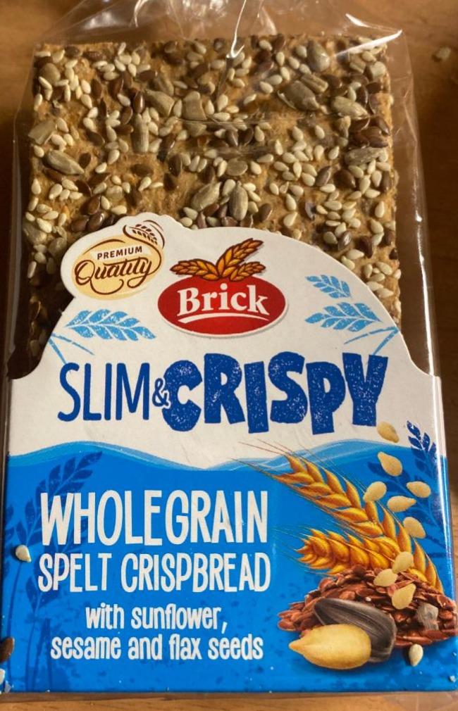 Fotografie - Slim & crispy wholegrain spelt crispbread with sunflower, sesame and flax seeds Brick