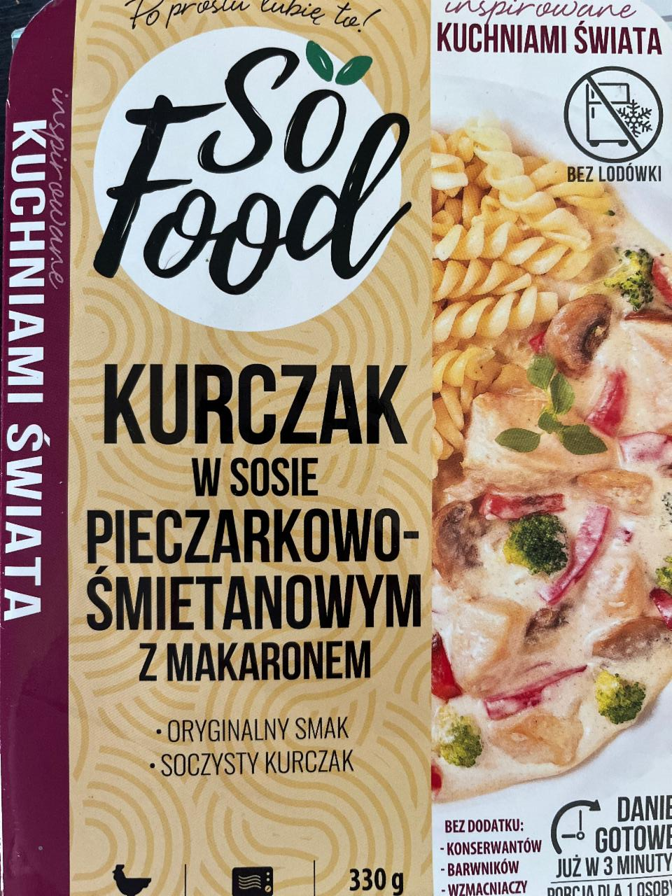 Fotografie - Kurczak w sosie pieczarkowo-śmietanowym z makaronem So Food