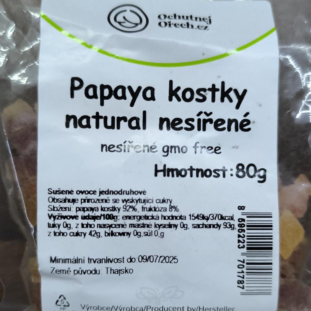 Fotografie - Papaya kostky natural nesířené Ochutnejorech.cz