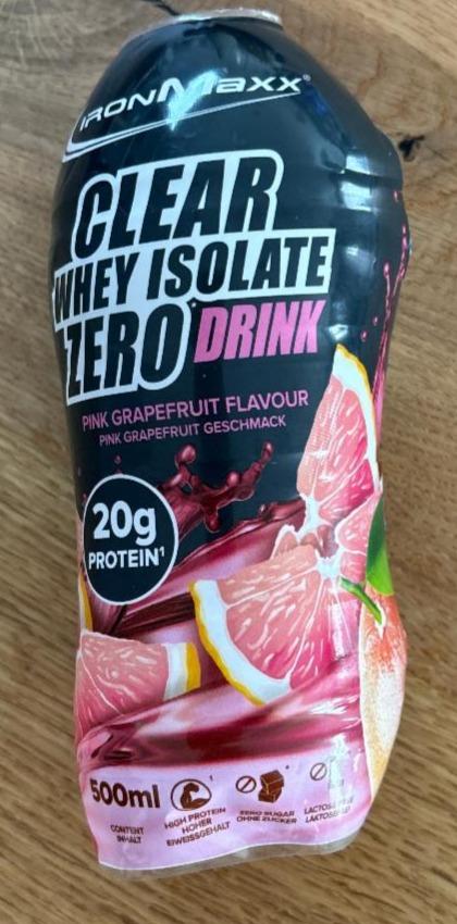 Fotografie - Clear whey isolate zero drink pink grapefruit flavour IronMaxx