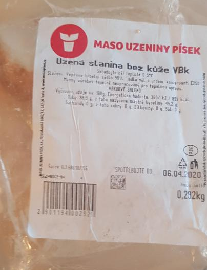 Fotografie - Uzená slanina bez kůže VBk Múúú Maso uzeniny písek