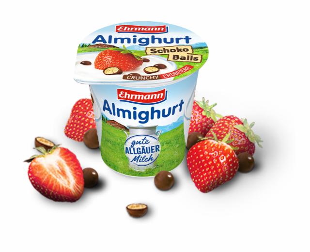 Fotografie - Almighurt Schokoballs Crunchy-Erdbeere Ehrmann