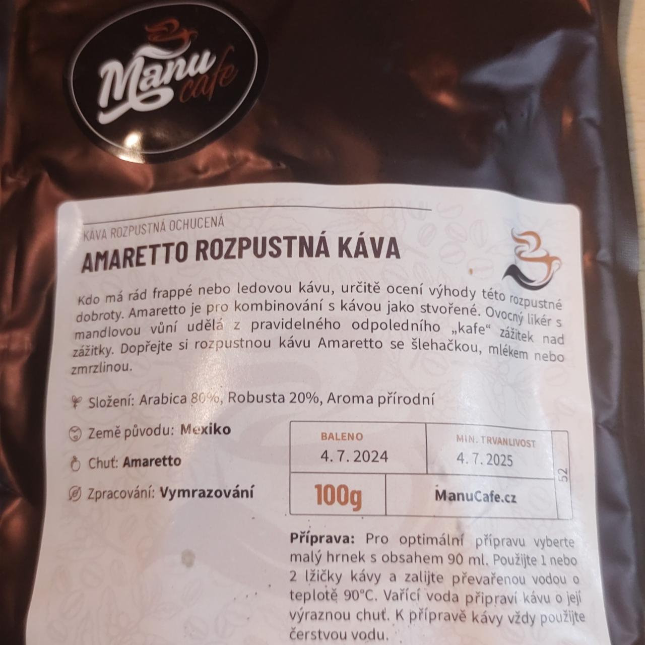 Fotografie - Amaretto rozpustná káva ManuCafe