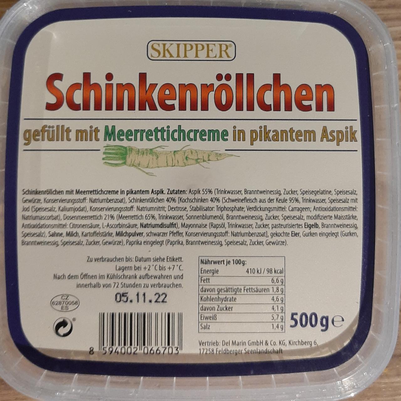 Fotografie - Schinkenröllchen mit Meerrettichcreme Skipper