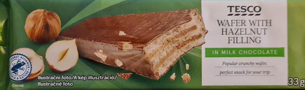 Fotografie - Wafer with Hazelnut Filling in Milk Chocolate Tesco