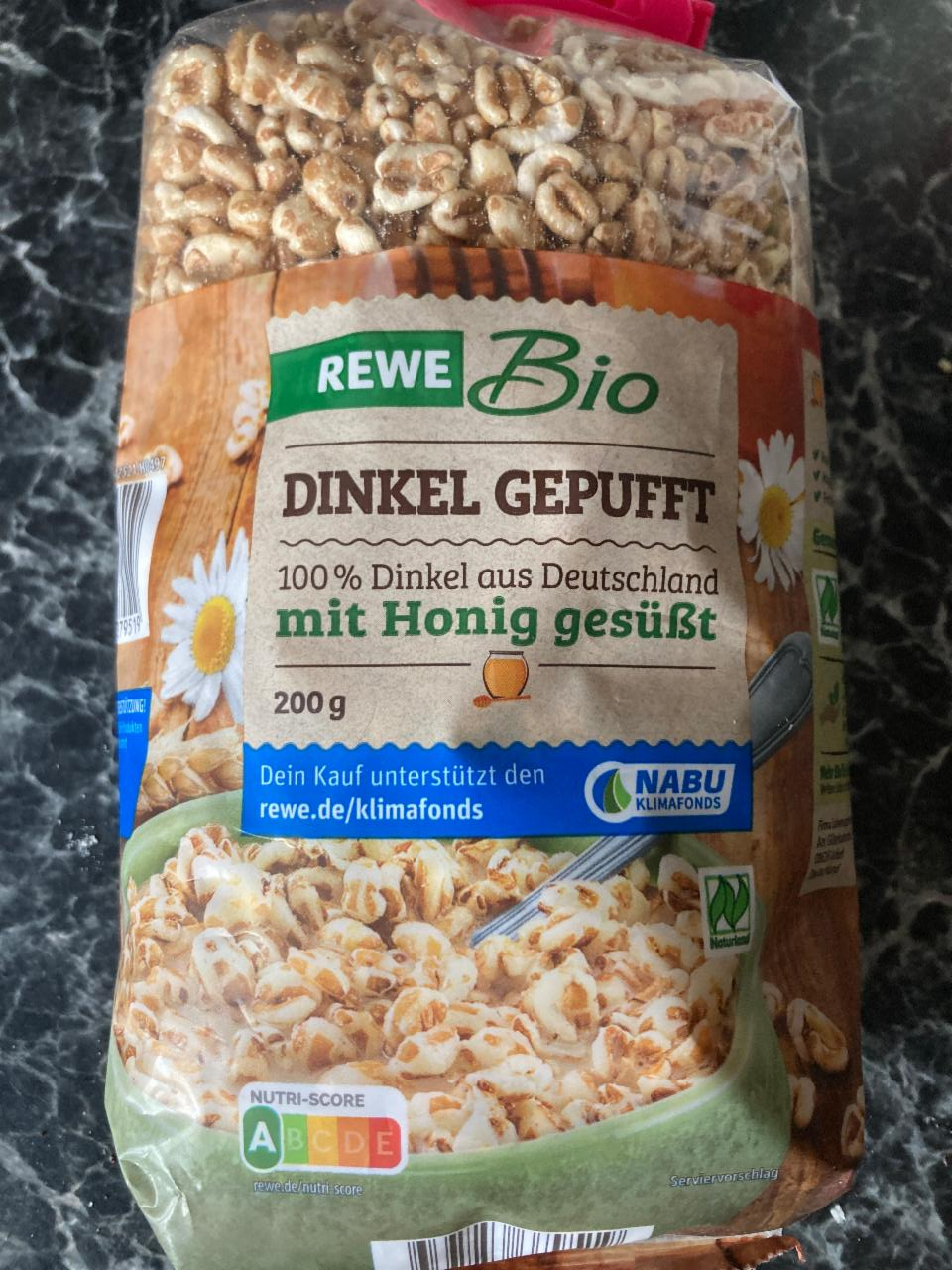 Fotografie - Bio Dinkel Gepufft mit Honig gesüßt Rewe bio