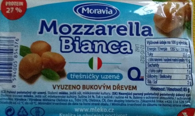 Fotografie - Mozzarella Bianca třešničky uzené Moravia