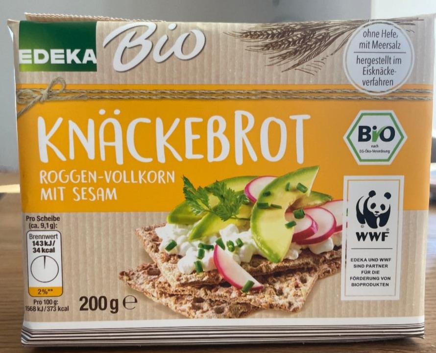 Fotografie - Knäckebrot Roggen-Vollkorn mit Sesam Edeka Bio