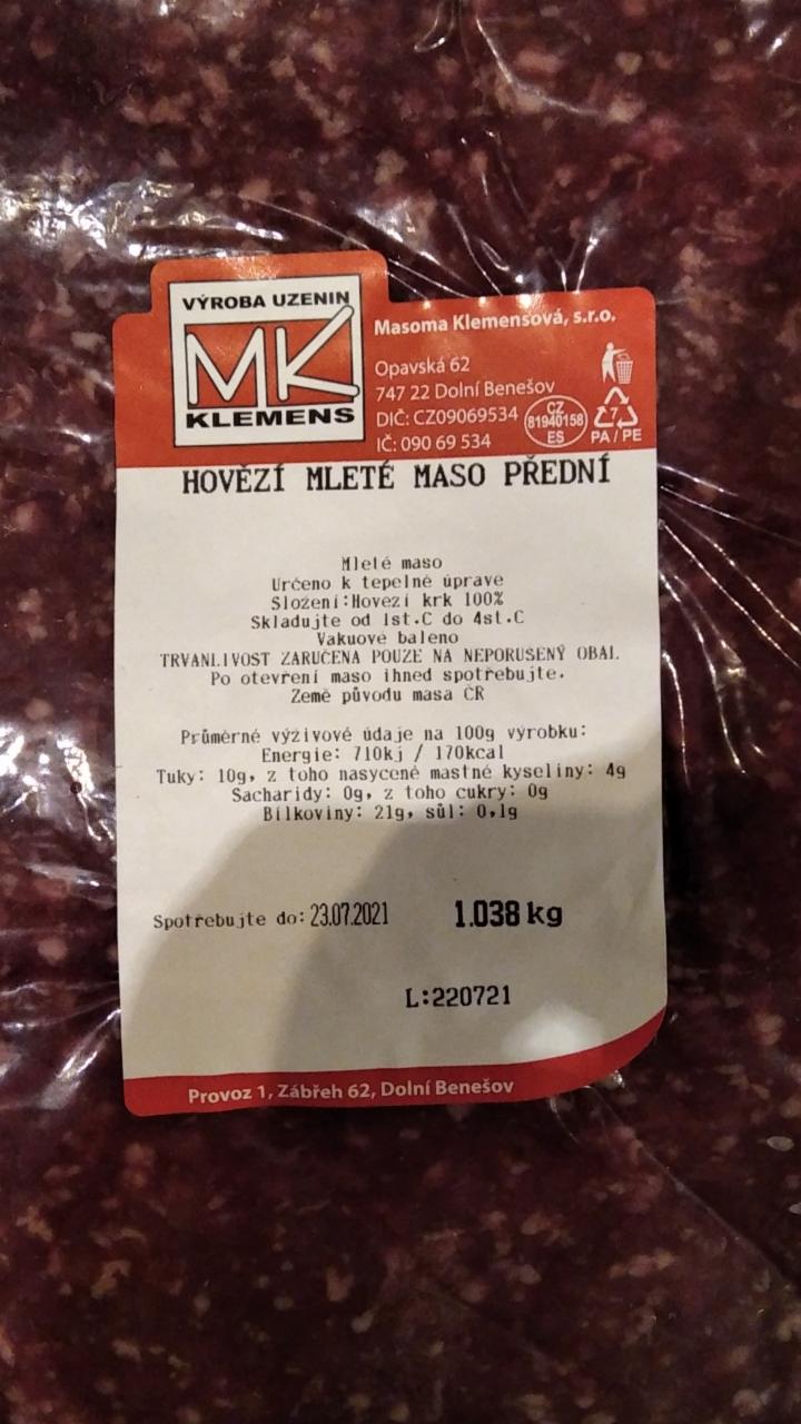 Fotografie - Hovězí mleté maso přední MK Klemens