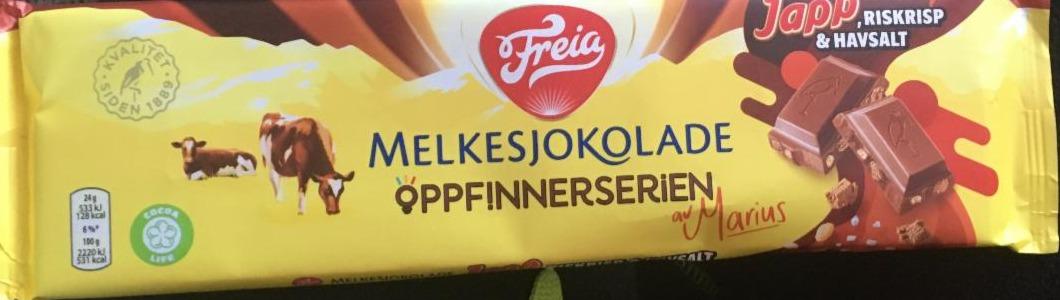 Fotografie - Melkesjokolade Japp, Riskrisp & Halvsalt Freia