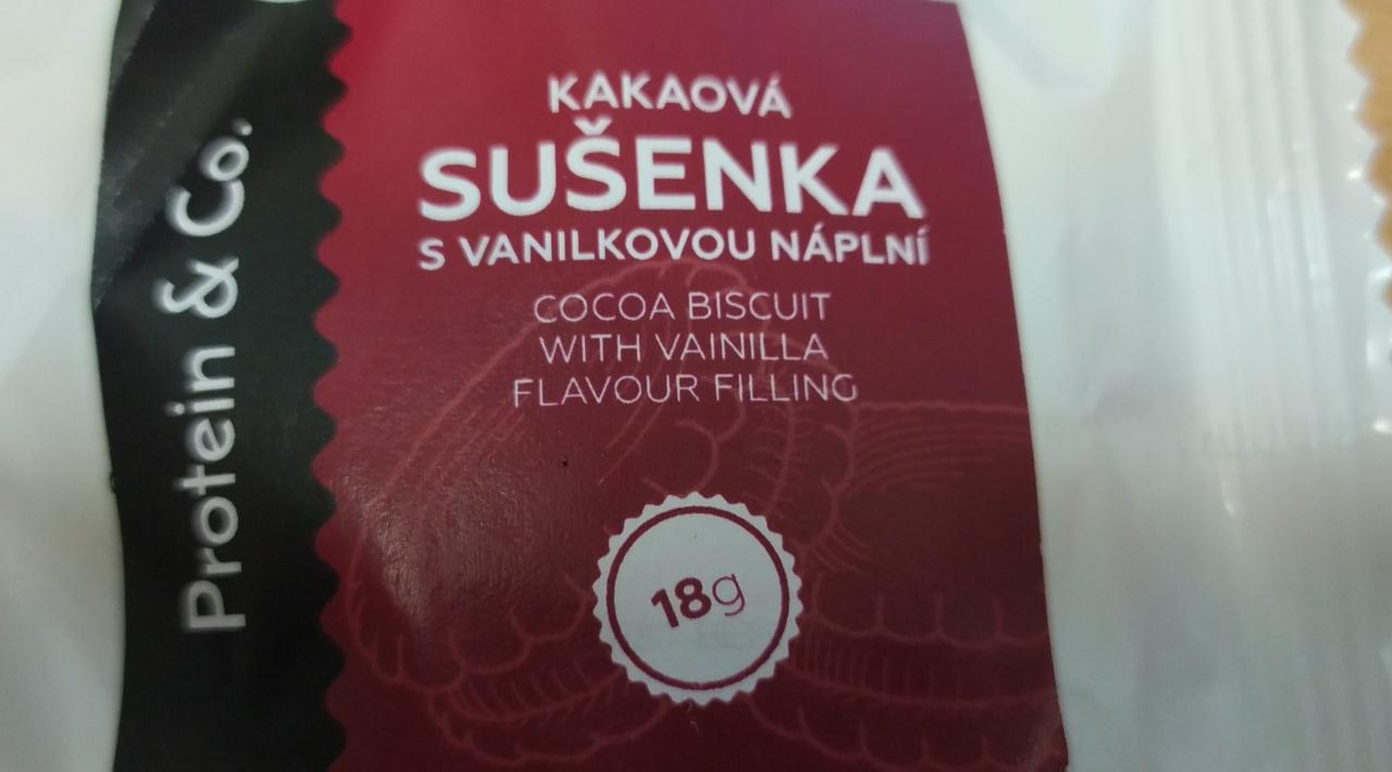 Fotografie - Kakaová sušenka s vanilkovou náplní Protein & Co.