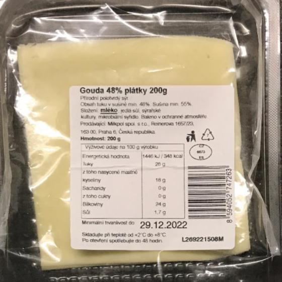 Fotografie - Gouda 48% plátky Milkpol