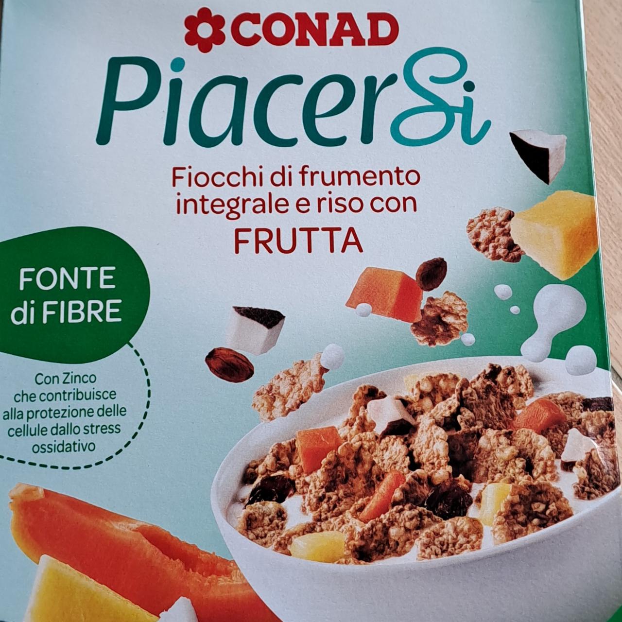 Fotografie - PiacerSi fiocchi di frumento integrale e riso con frutta Conad