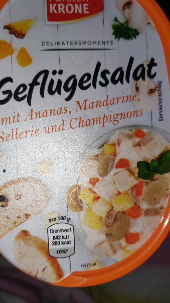 Fotografie - Geflügelsalat mit Ananas, Mandarine, Sellerie und Champignons Fürsten Krone