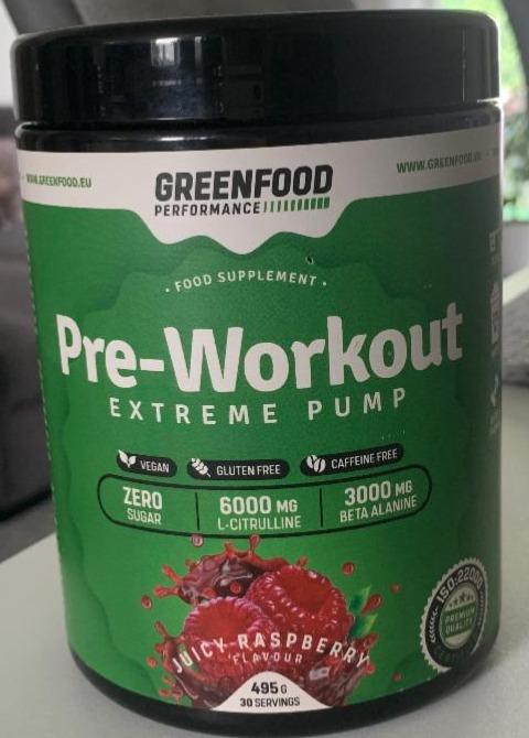 Fotografie - Pre-Workout Extreme Pump Juicy Raspberry GreenFood Performance