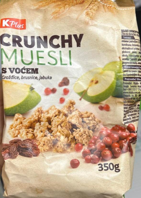 Fotografie - Crunchy Muesli s voćem grožđice, brusnice, jabuka K Plus