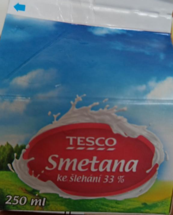 Fotografie - Smetana ke šlehání 33% Tesco