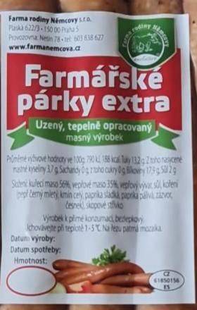 Fotografie - Farmářské párky extra Farma rodiny Němcovy