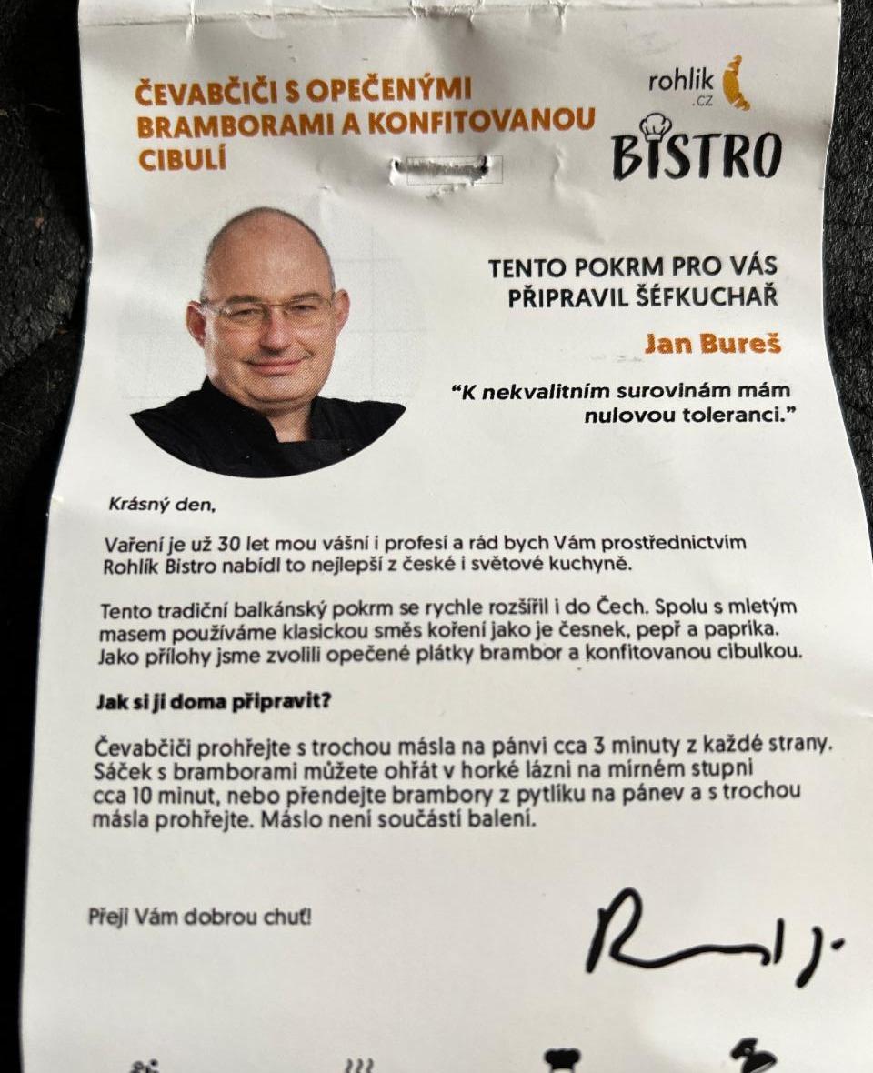 Fotografie - Bistro Čevabčiči s opečenými bramborami a konfitovanou cibulí Rohlik.cz