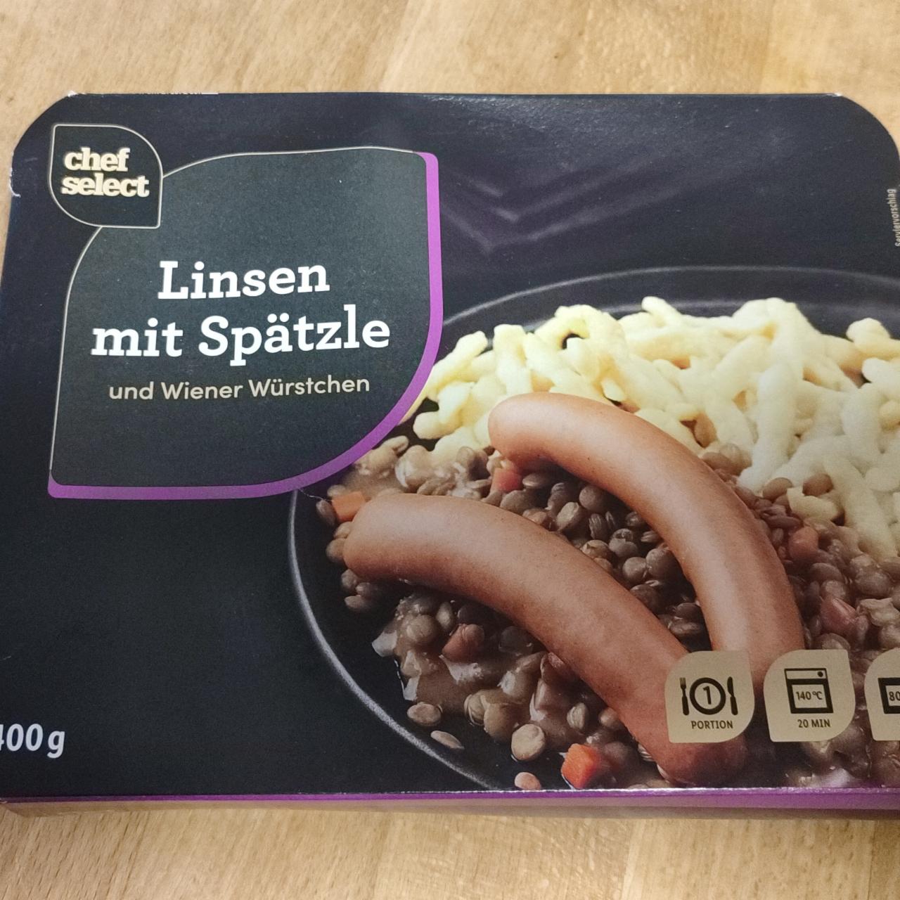 Fotografie - Linsen mit Soätzle und Wiener Würstchen Chef Select