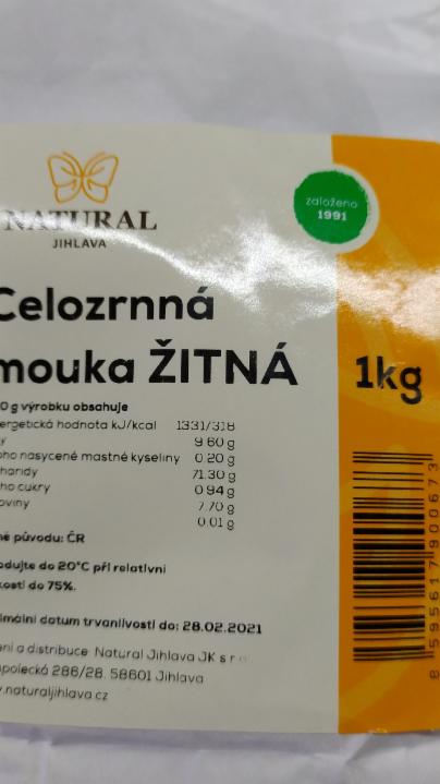 Fotografie - celozrnná mouka žitná bio Natural jihlava