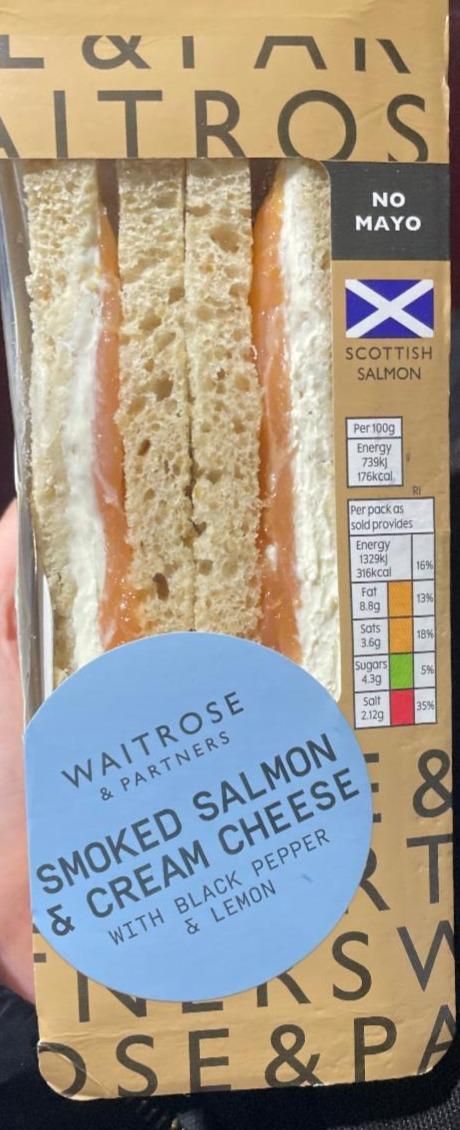 Fotografie - Smoked salmon & cream cheese with lemon & black pepper Waitrose & Partners