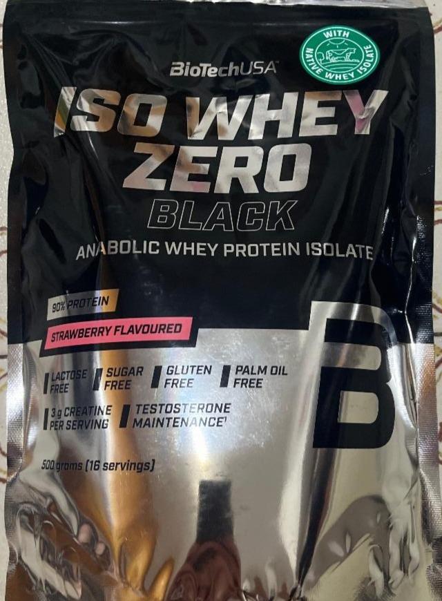 Fotografie - ISO Whey Zero Black anabolic whey protein isolate strawberry flavoured BioTechUSA