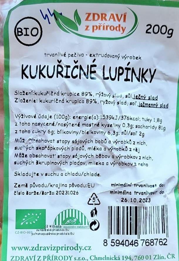 Fotografie - Kukuřičné lupínky Bio Zdraví z přírody