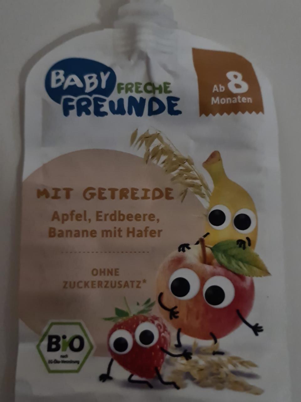 Fotografie - Baby Apfel, Erdbeere, Banane mit Hafer Freche Freunde