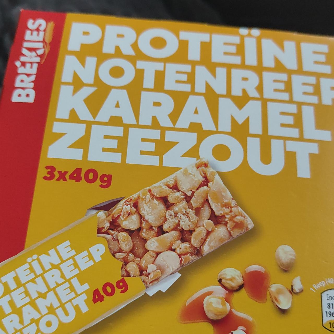 Fotografie - Protëine notenreep karamel zeezout Brekies