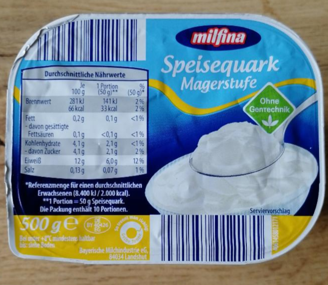 Fotografie - Speisequark Magerstufe Milfina