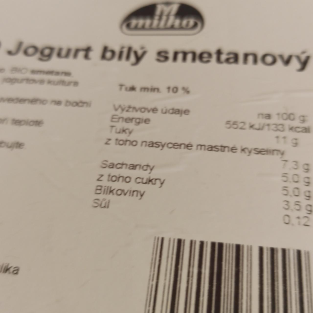 Fotografie - Bio Jogurt bílý smetanový 10% Milko