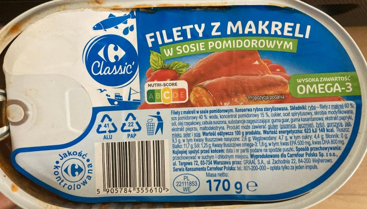 Fotografie - Filety z makreli w sosie pomidorowym Carrefour Classic