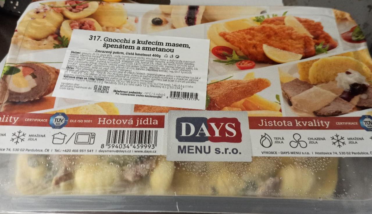 Fotografie - Gnocchi s kuřecím masem, špenátem a smetanou Days menu