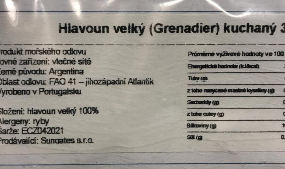 Fotografie - Hlavoun velký Grenadier kuchaný