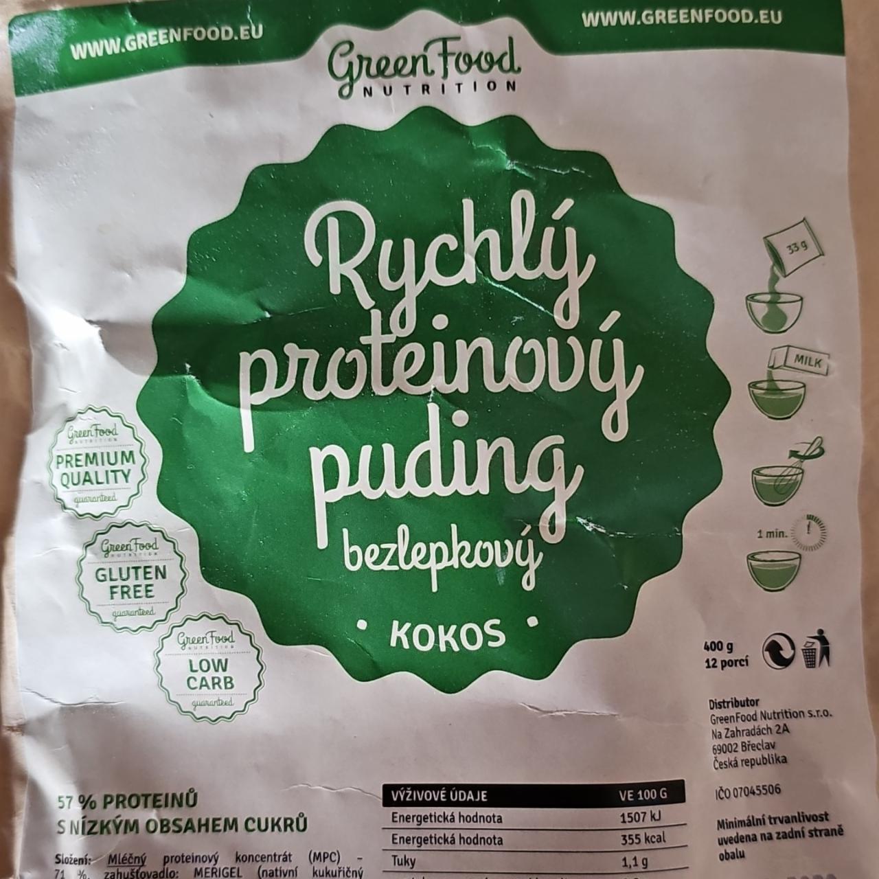 Fotografie - Rychlý proteinový pudink bezlepkový kokos GreenFood Nutrition