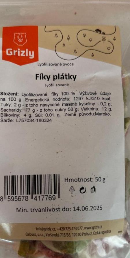 Fotografie - Fíky plátky lyofilizované Grizly