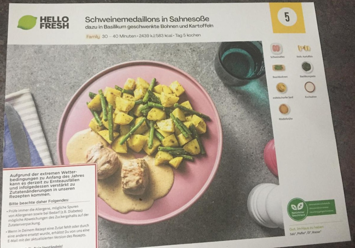 Fotografie - Schweinemedaillons in Sahnesoße Hello fresh