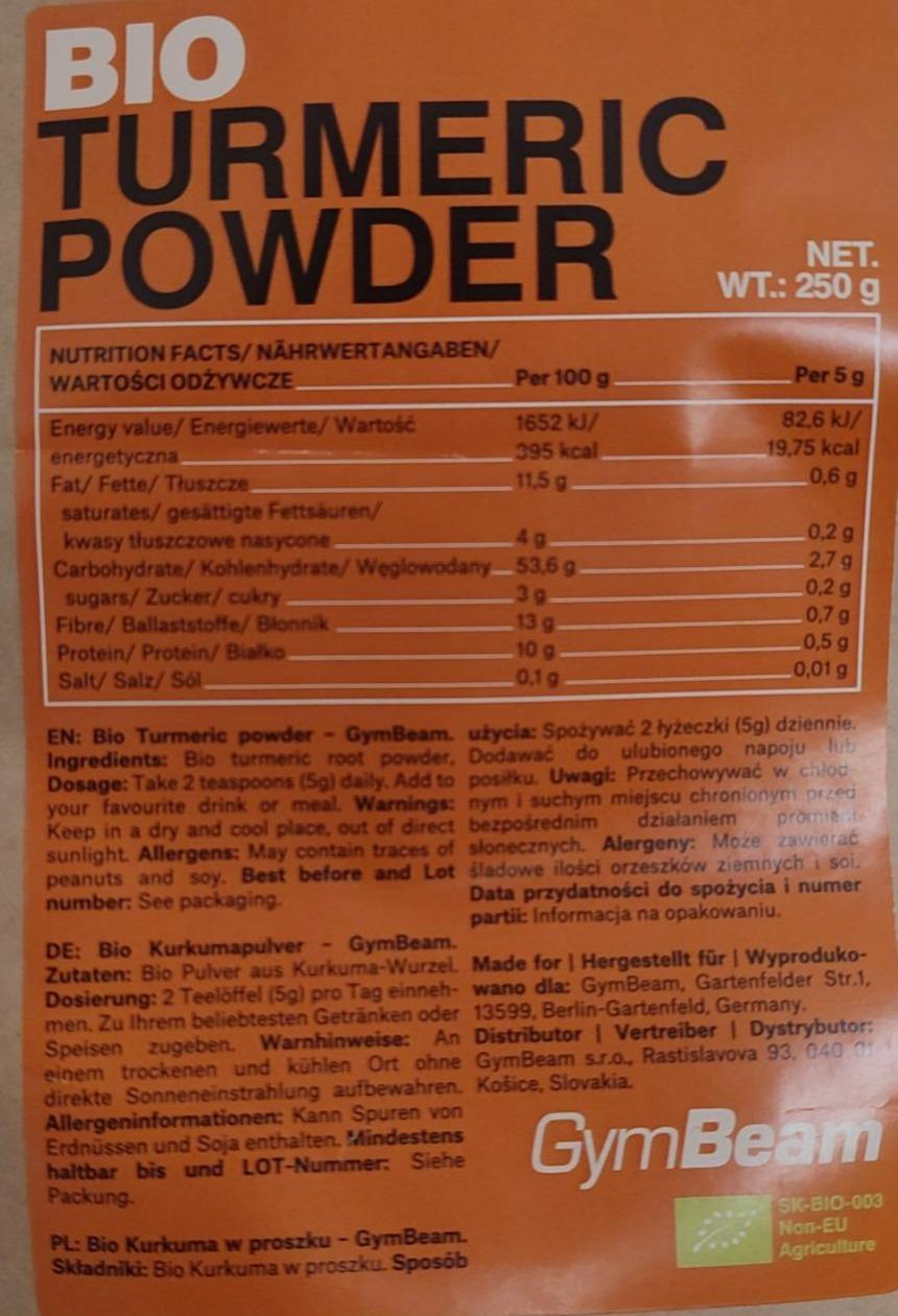 Fotografie - Bio turmeric powder GymBeam