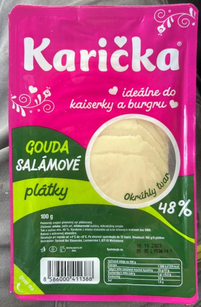 Fotografie - Gouda Salámové plátky 48% Karička