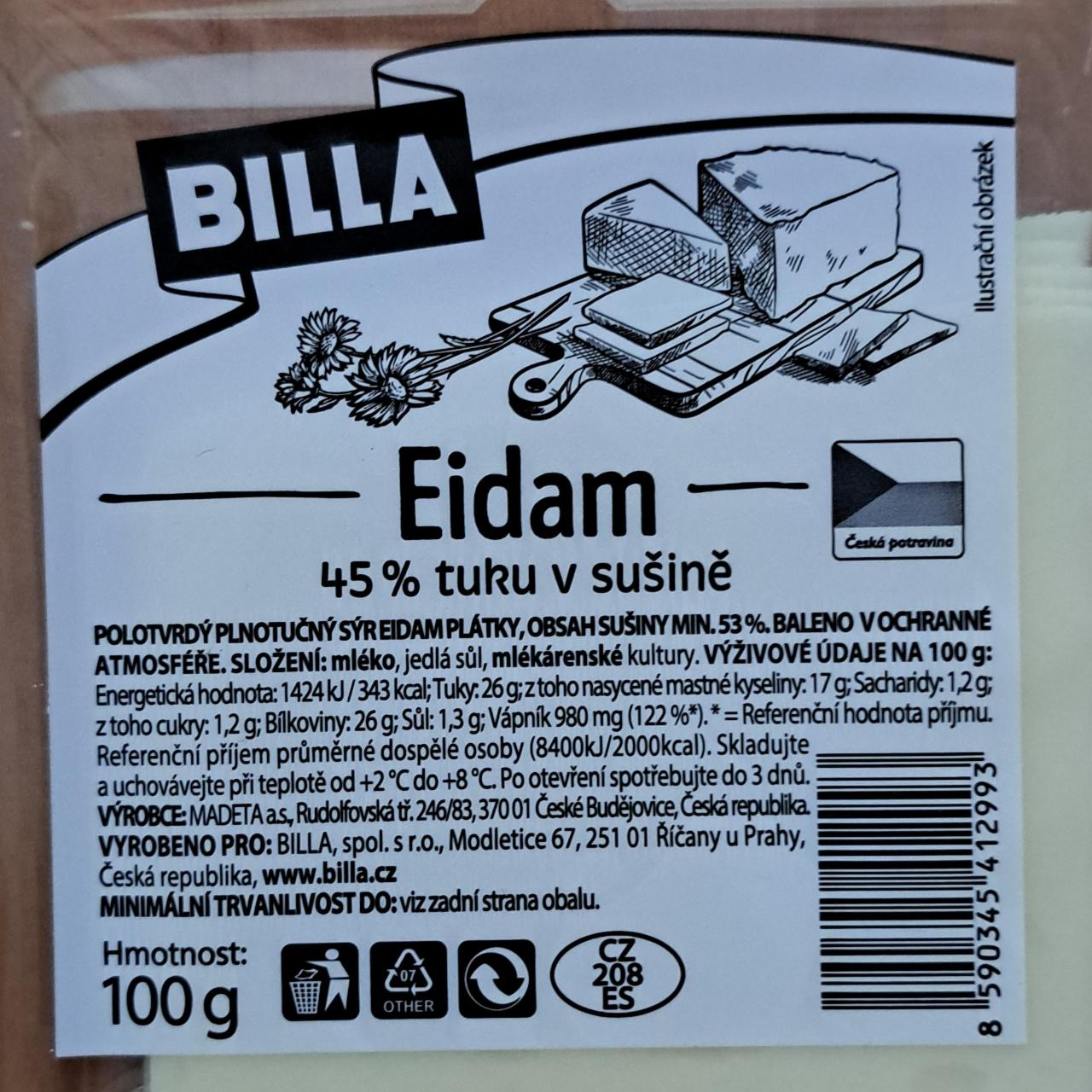 Fotografie - Eidam 45% tuku v sušině Billa