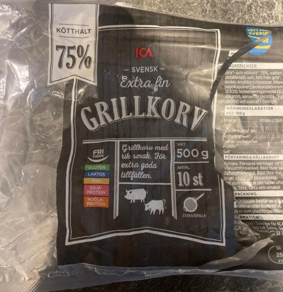 Fotografie - Grillkorv Extra fin 75% ICA