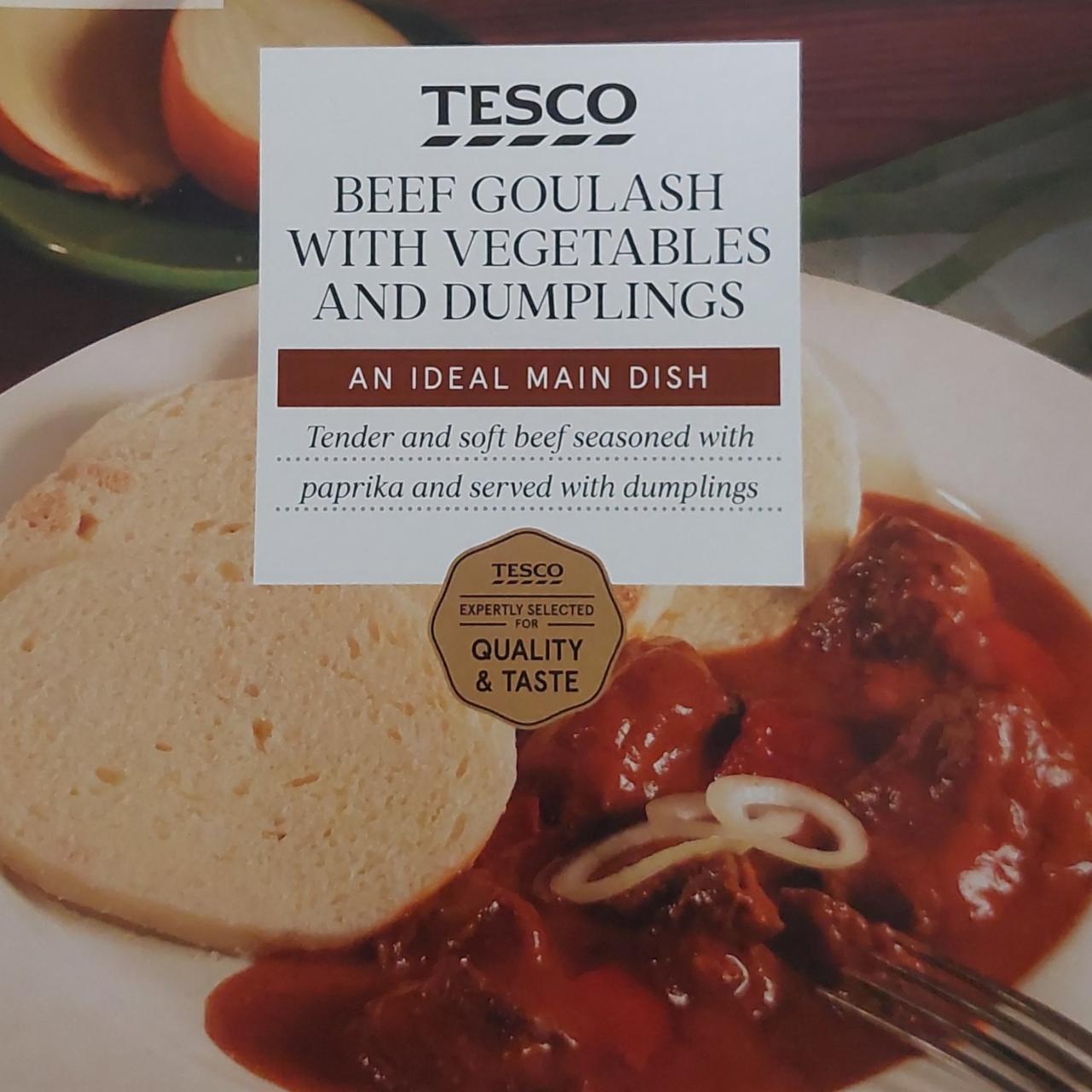 Fotografie - Beef goulash with vegetsbles and dumplings Tesco