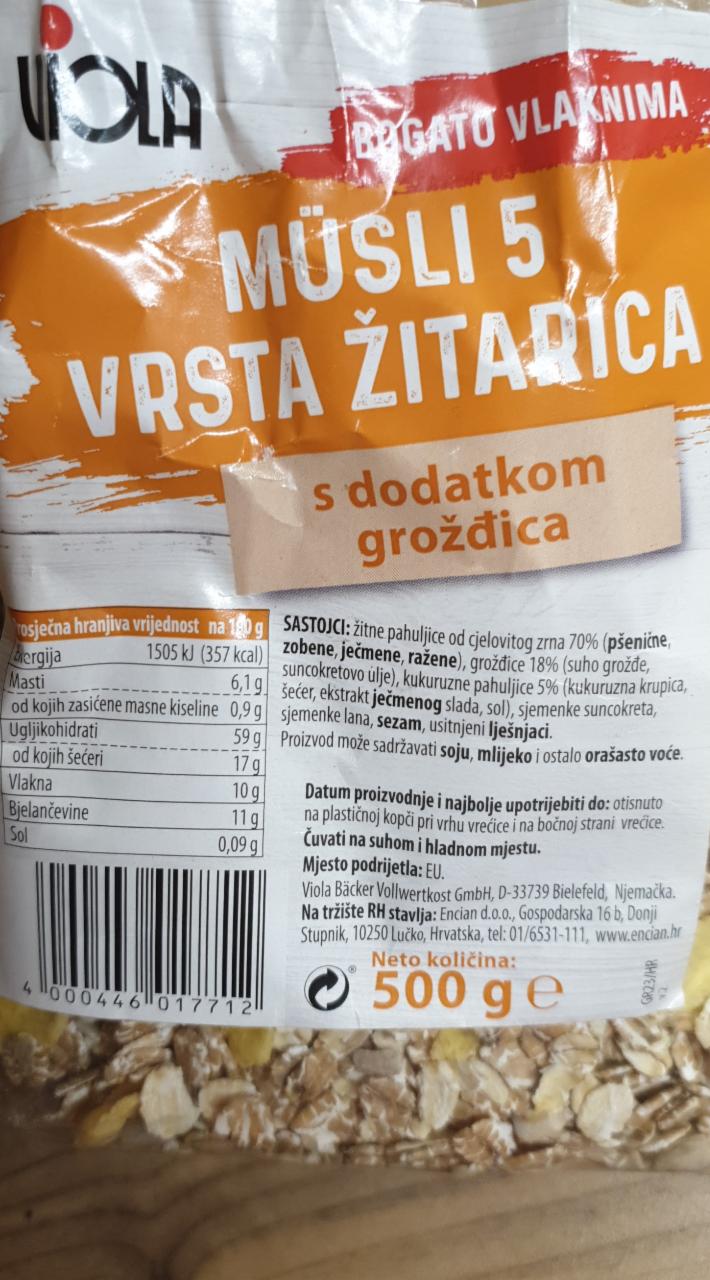 Fotografie - Müsli 5 vrstva žitarica Viola