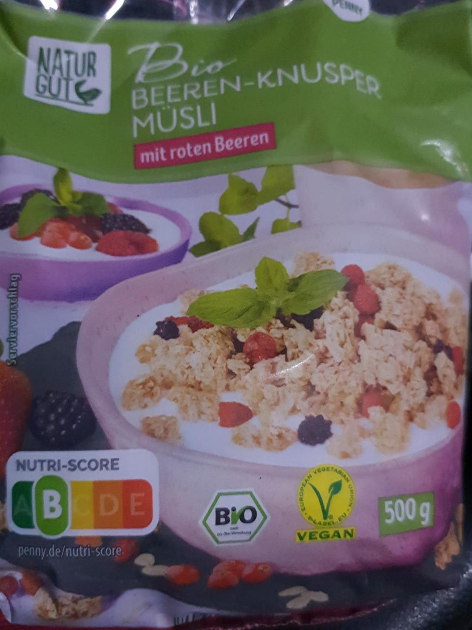 Fotografie - Bio Beeren-Knusper Müsli mit roten Beeren Natur Gut