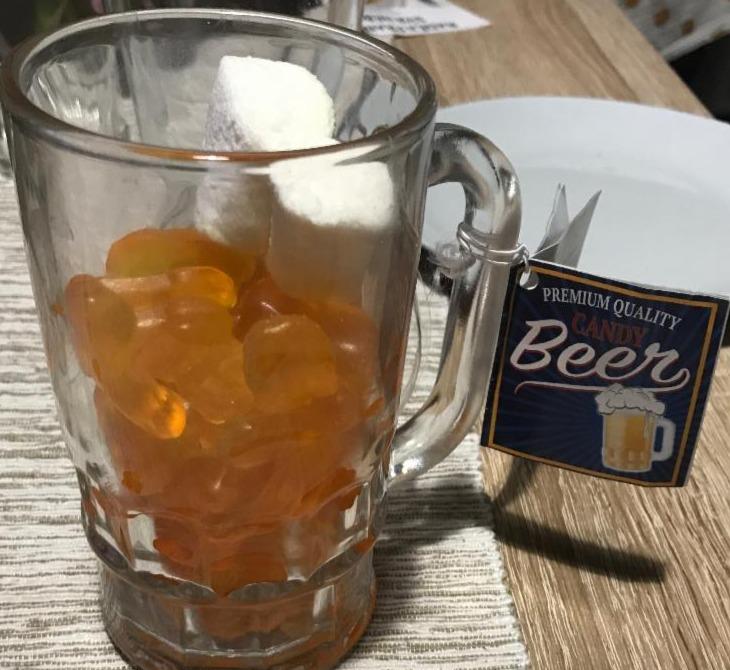 Fotografie - Beer candy Želé bonbony a marshmallows v pivní sklenici