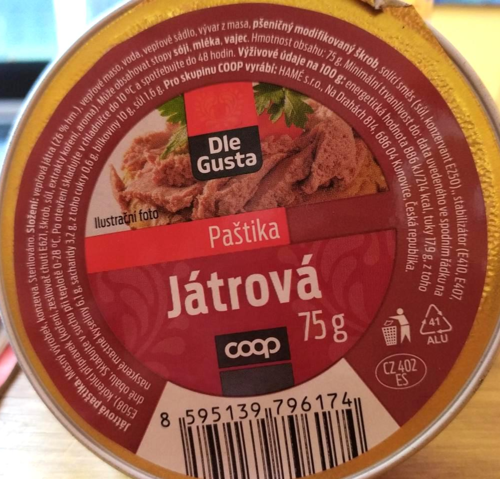 Fotografie - Paštika játrová Dle Gusta